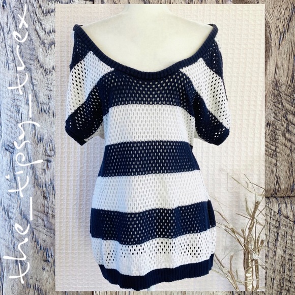 torrid Sweaters - Torrid Striped Off the Shoulder Sweater 1X